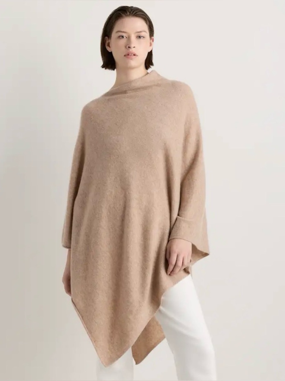 Quince Mongolian cashmere poncho in Oatmeal